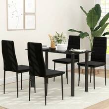 4er-Set Esszimmerstühle, Armloses Design, Stoffpolsterung, Metallbeine, Schwarz - 黑色 - 查看 8