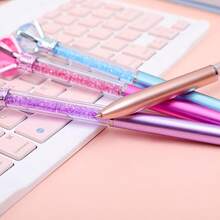 10pcs Random Creative Large Diamond Ballpoint Pens, 1.0mm Tip, Black Ink, Suitable For Weddings, Offices And Holiday Celebrations. Neutral Writing Pens, Office Supplies, Back To School Gifts - Multicolor - View 10