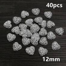 40pcs 10mm/12mm Flat Back Heart-Shaped Resin Inlaid Stones, Multi-Color Crystal Cluster Natural Stone Convex Surface DIY Jewelry Making Accessories - Heart - View 12