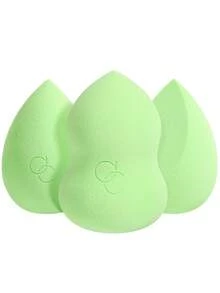 docolor Pea Pod 3 PiecesMakeup Sponge Collection – Teardrop + Chisel + Curvy Waist, Versatile Wet/Dry Applicators For Seamless Finish, Complete With Pea-Shaped Storage Case - Green - View 3