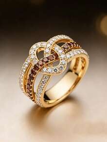 ZHIXUN 1pc French Fashion Exquisite Synthetic Zirconia Ring, Suitable For Women, Applicable For Party Wear, Daily Wear And Year-Round Use, Perfect For Holiday Gifts - Ring - View 1
