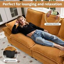 83" Loveseat Couch, Modern 2-Seat Sofa With High-Elastic Sponge, Easy Assembly, Comfy Upholstered 2 Seater Couch For Living Room, Apartment, Bedroom Beige - Yellow - View 6
