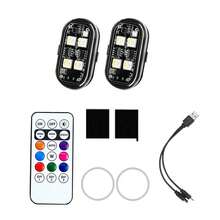 Luces estroboscópicas LED inalámbricas para decoración de coche, luz de ambiente de 8 colores, luces LED recargables, luz de advertencia LED anticolisión - A - Ver 8