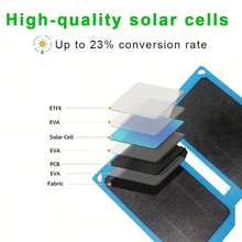 ETFE Portable Solar Panel, 5V Foldable USB Solar Charger, ETFE Monocrystalline Silicon, 2 USB-A Port, Ultra-Light Portable For Camping Backpacking, Compatible With Cell Phones Laptops Power Bank - Multicolor - View 4