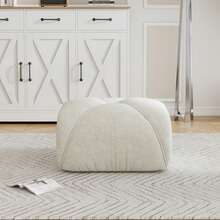 Elowin Ottoman Chenille-Light Beige - Beige - View 2