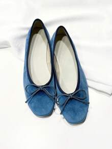 2026 Spring/Summer New Women's Bow-Decorated Ballet Flats - Blue - View 9