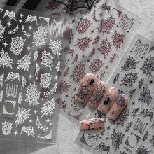 Halloween Jelly Nail Stickers, Star Spider Web Holographic Gothic Self-Adhesive Nail Decals Versatile DIY Manicure Decor - Multicolor - View 3