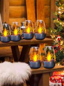 1/2/4pcs Solar Powered Flame Candle Lights, Outdoor Lighting Detachable Emergency LED Camping Lamp, Indoor Decorative Warm Light, Rechargeable Battery, Stainless Steel Waterproof Base, Suitable For Desk, Camping, Yard, Garden, Holidays, Parties, Christmas, Halloween - Warm Light - Candle Lamp - View 3