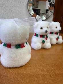 Set Of 3 Decorative Bears - White - View 4