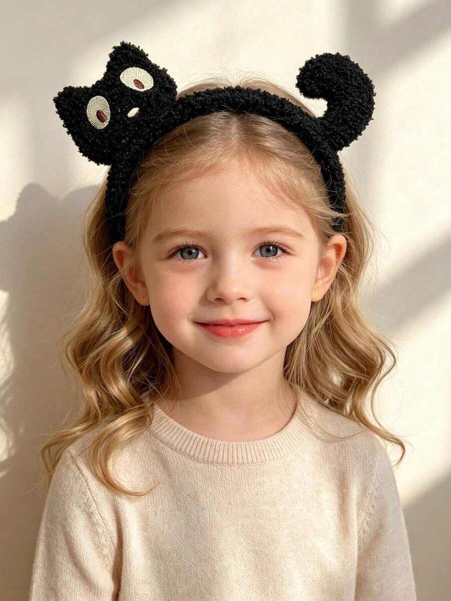 Cute Cartoon Cat Plush Face Wash Headband, Autumn/Winter Versatile Anti-Slip Fashion Hair Hoop Hair Clip Head Accessory - Multicolor - View 1