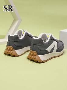 1 Pair Fashion Colorblock Sneakers, Suitable For 8-12 Years Old Girls, Perfect For Shopping, Park, Party And Casual Everyday Wear - Grey - View 5
