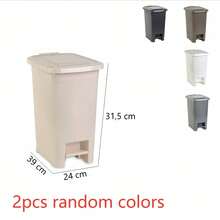 Large‑Capacity Pedal Trash Can, Hands‑Free Odor‑Resistant Sealed Lid Design, Durable Thick Plastic Waste Bin, Modern Minimalist Random Multi‑Color Rectangular Dustbin For Household Waste Disposal, Home Essentials - Multicolor - View 15