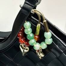 Dopamine Candy Color Beaded Keychain Heart Star Pendant Charm Bag Decoration Natural Stone Crystal Beaded Keychain/Bag Pendant-Colorful - Multicolor - View 2