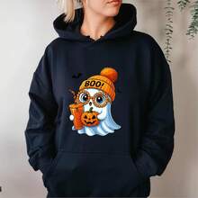 Cute Ghost Halloween Hoodie | Spooky Season Graphic Pullover - 樣式1 - 查看 3