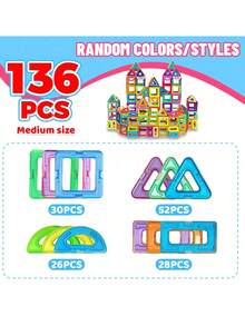Magnetic Building Blocks Set - Creative DIY Assembly Toy, Enhances Hand-Eye Coordination, Promotes Brain Development, Colorful ABS Magnets, Suitable As Holiday/Birthday Gift - Random Color - Multicolor - View 17