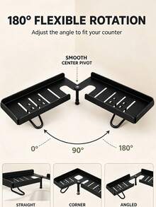 1pc Adjustable Foldable Over Faucet Shelf Organizer Steel Folding Storage Rack, Drill-Free Foldable Faucet Storage Rack Carbon Steel Hollow Design Corner | 180 Degree Multi-Angle Rotatable Adjustable Over The Sink Shelf Bathroom Organizer - Multicolor - View 3