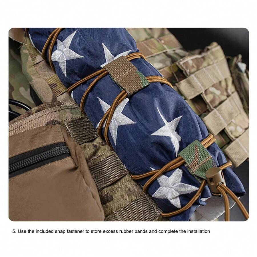 حزام تثبيت مرن مطاطي تكتيكي بعلم وطني Old Glory لمحبي MOLLE، منظم سترة مع حبل ملحق للأدوات، 82 بوصة - متعدد الألوان - مشاهدة 1