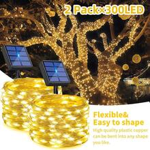 1 Set Outdoor Solar String Lights, Fairy Lights - 300/200/100/50 LED Outdoor Small Lights, IP44 Waterproof Rating, 8 Modes Selectable. Copper Wire String Lights, Suitable For Garden, Yard, Tree Decoration, And Christmas Or Wedding Celebration Decor - Solar Copper Wire Lamp - View 3