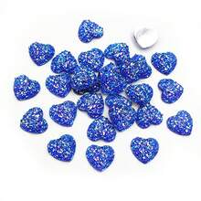 40pcs 10mm/12mm Flat Back Heart-Shaped Resin Inlaid Stones, Multi-Color Crystal Cluster Natural Stone Convex Surface DIY Jewelry Making Accessories - Heart - View 5