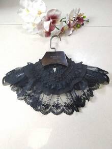 1pc Women's Black Elastic Solid Color Bohemian Polyester (Polyester) Lady Small Shawl Autumn/Winter Fashion Fake Collar - Black - View 2