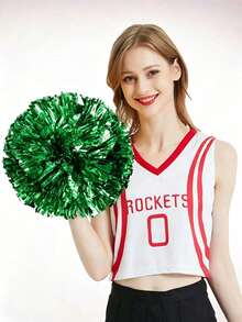 2pcs Cheerleading Handheld Pom Poms With Ribbons, Dance Performance Props, Square Dance Game Props, Suitable For Football, Basketball, Rugby And Sports Performances, Team Sports, Dance And Cheerleading Performance Props - Multicolor - View 16