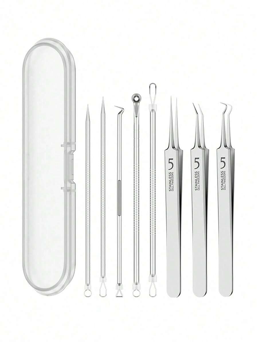6/3/1pc #5 Ultra-Fine Blackhead Removal Needle, Suitable For Normal Skin, Acne Removal Tool, Elegant Design Durable, Beauty Salon Facial Care Tool, With Storage Box - Multicolor - View 1