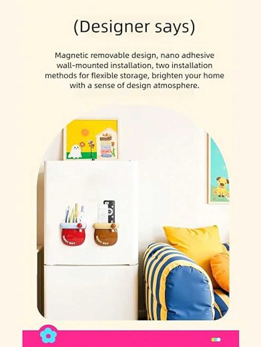 Dopamine Magnetic Storage Box, New Desktop Pen Holder, Creative Stationery Organizer - Multicolor - View 1