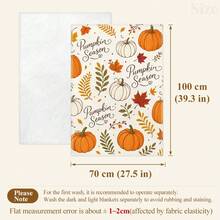 1pc Thanksgiving Autumn Decor Throw Blanket, Autumn Pumpkin Maple Leaf Berry Pattern Flannel Single-Sided Printed Blanket, Perfect For Holiday, Birthday, Sofa And Home Decor - Multicolor - View 13