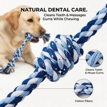 Pet Rope Toy - Durable Braided Knot, Suitable For Chewing Dogs, Interactive Tug Toy With Hand-Pull Knot, Can Withstand Strong Pulling, Ideal For Pet Interaction Training And Teeth Cleaning - Blue and White - View 4