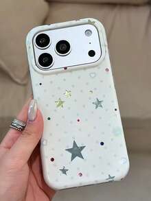 Korean Ins Style Laser Star Design Phone Case Compatible With Iphone 17 Pro Max, 16 Pro, 17, 14 Pro/15 Pro, Full Coverage Anti-Drop Protective Cover - Multicolor - View 5