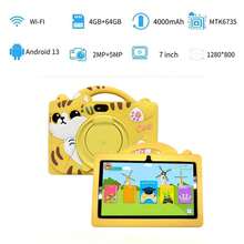 yesido Tablet 7 inci dengan RAM 4GB + ROM 64GB / Prosesor Quad-Core 1.3GHz / Android 13 MTK8321 / Layar IPS HD 1280x800 / Kamera 2MP+5MP / Baterai 4000mAh / WiFi, Kontrol Orang Tua, Edukasi, Gaming / Bahan ABS + Silikon, Tablet Edukasi - Kuning - View 3