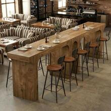 LITTLE TREE Farmhouse Oak Counter Height Bar Table‑160x40x95cm Rectangular‑Pub Home Bar Unit‑For Kitchen Dining Balcony Basement - Light Brown - View 8