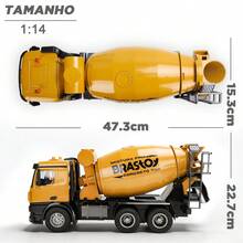 Caminhão Betoneira Brastoy Controle Remoto Tambor 360° Descarga Automática Luz e Som Realista Brinquedo Veículo de Obra - Amarelo - Visão 3
