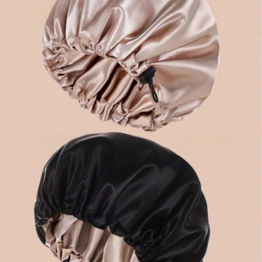 2 Double-Layer Satin Sleep Caps - Multicolor - View 1
