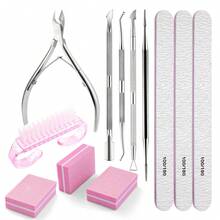LUSLUKING 12pcs Multi-Function Manicure & Pedicure Tool Set, Stainless Steel Cuticle Scissors, Cuticle Pusher, Nail Cleaner, Nail File And Polishing Strip, Professional Home & Salon Nail Care Kit - Multicolor - View 1