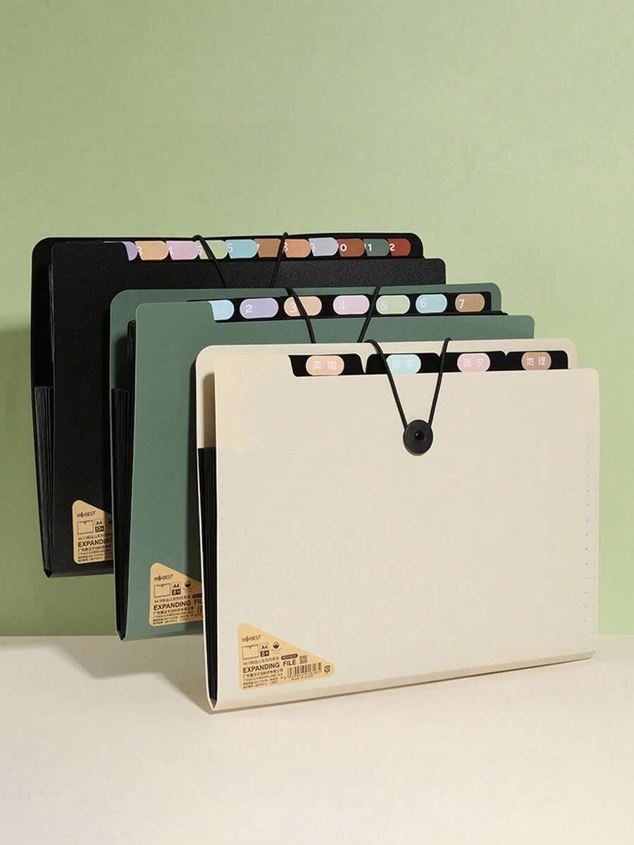 1pc/2pcs 8-Slot A4 File Folder, Large Capacity Document Storage Box, Minimalist Portable Multi-Layer File Organizer - A - View 1