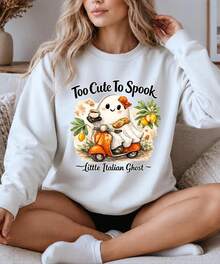 Too Cute To Spook Sweatshirt | Little Italian Ghost | Halloween Vespa Sweater - 樣式1 - 查看 11