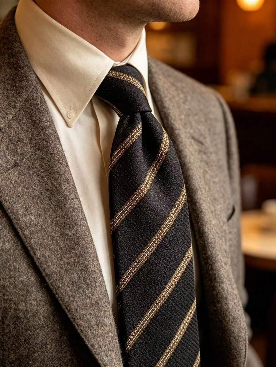 1pc Fashionable High-End Tie Suitable For Business Travel, Casual, Dinner, Wedding - Brown - View 1