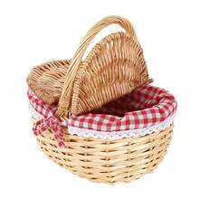 Woven Picnic Basket Handheld Basket Small Basket Wedding Basket Outdoor Picnic Basket - Multicolor - View 6