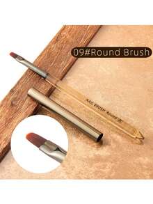 Amber Clear Handle Nail Art Brush Set Professional UV Gel Painting Liner Gradients Brushes Acrylic Manicure Tool With Caps - Ginger - View 12