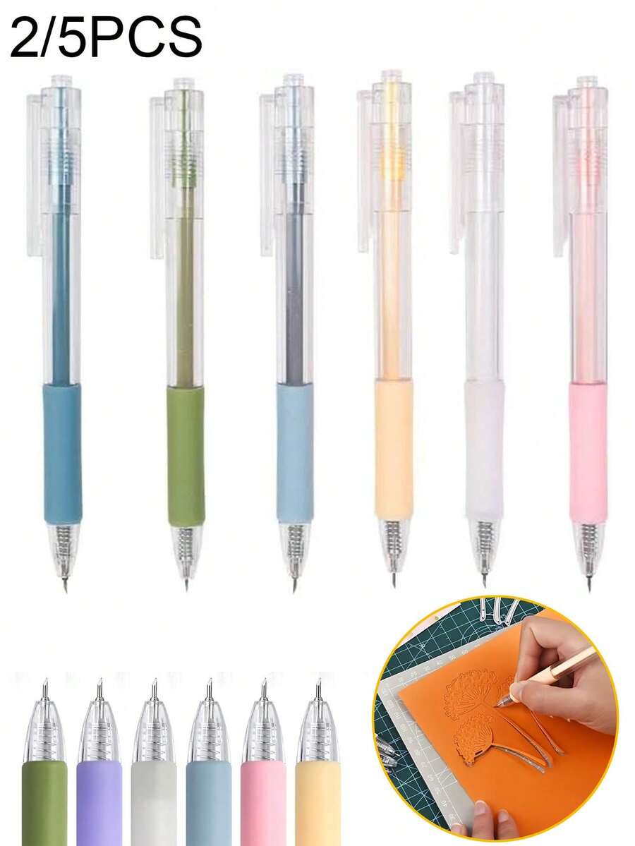 2/5 buah Pisau Lipat untuk Kerajinan Tangan, Alat Pemotong Presisi, Pisau Ukir, Pemotong Kertas Presisi, Cocok untuk Scrapbooking DIY, Pembuatan Stiker, Kerajinan Seni, Melukis, Kartu & Templat, Pemotongan Kertas, Unboxing (Warna & Gaya Acak) - Beraneka warna - View 1