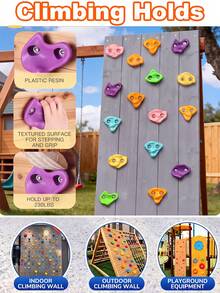 5pcs/10pcs/15pcs Climbing Holds [Random Color] Fitness Wall Holds, Indoor/Outdoor Playground, Climbing - Includes Mounting Screws Climbing Holds, Colorful Textured Wall Rocks | Textured Climbing Rocks With Bolts And Washers, Suitable For Wooden Playground Sets, Indoor Walls, Backyard Walls And Route Setting, Unisex - Multicolor - View 1
