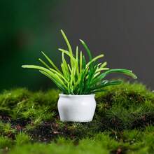Mini Artificial Potted Plant, Resin Bonsai Faux Greenery In Square Planter, 3.5cm Miniature Plant Ornament For Office Desk, Home Decor, Bedside Table, Shelf, Dorm Room, Living Room & Small Space Decoration - Default - View 12
