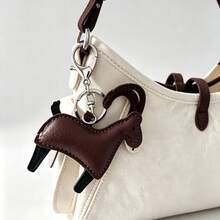 JRESSIAL Handmade PU Leather Goat Shaped Keychain, Cute Animal Bag Charm, Lobster Clasp Key Ring Pendant Decoration, Handbag Car Key Hanger Gift - Coffee - View 5