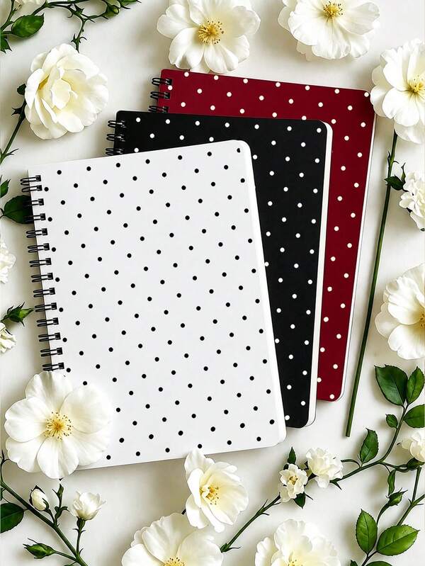 Cuaderno de Estilo Campus Minimalista con Lunares, Portada Fresca de Lunares Negros y Blancos para Escritura de Estudiantes, Registro de Oficina y Diario - Cuaderno de Lunares Rojos y Blancos, Opción Ideal para Suministros de Regreso a la Escuela y Suministros de Aprendizaje - Regalo Perfecto para Estudiantes - Cuaderno de Almacenamiento y Planificación Exquisito Decorado con Tema de Lunares - Muy Adecuado para Uso Diario y Organización. Lunares Mostrados Aleatoriamente