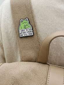 1pc Funny Cartoon Personalized Letter Frog Brooch Badge For Women, Backpack Decoration Accessory, Suitable For Daily Commute And Party Wear - Green - View 2