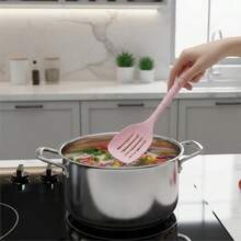 Jogo Cozinha 19 Peças Utensilios Tabua Faca Espatula Tesoura Escumadeira Concha Talher Acessorios Preparo Comida - Rosa Bebê - Visão 6
