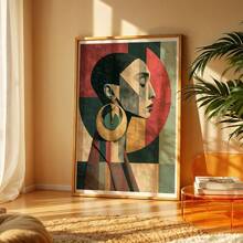 CPWAD Bohemian Geometric Collage Women Portrait Canvas Wall Art, Artist Home Decor, Suitable For Living Room And Bedroom, 2D Printed Poster Wall Art - 1pcs - View 4