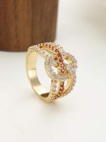 ZHIXUN 1pc French Fashion Exquisite Synthetic Zirconia Ring, Suitable For Women, Applicable For Party Wear, Daily Wear And Year-Round Use, Perfect For Holiday Gifts - Ring - View 6