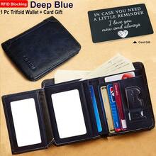 Cartera de cuero, regalos de Día del Padre para hombres, carteras de cuero auténtico trifold con bloqueo RFID para hombres - soporte de tarjetas de crédito multifunción corto vintage de piel - Café integral - Ver 6